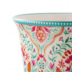 silver ceramic striped vase beige decoration