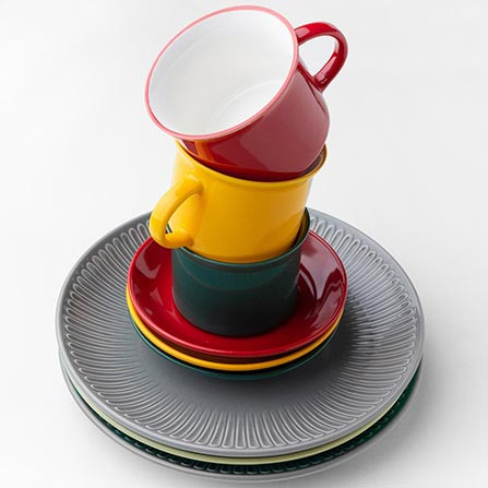 Colourfull cup and saucer set for a delightful tea experience