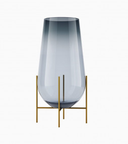 Echasse Smoke Brushed Brass Frame Glass Vase