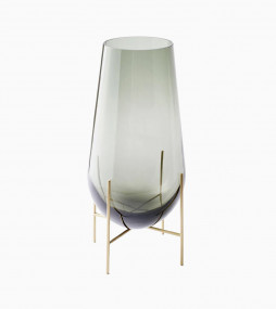 Echasse Smoke Brushed Brass Frame Glass Vase
