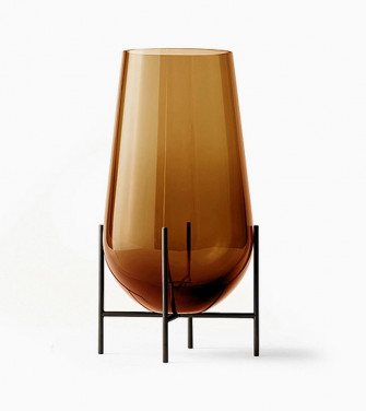 Echasse Smoke Brushed Brass Frame Glass Vase