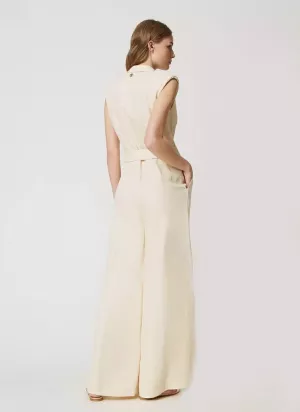 Sleeveless Polyester Blend Jumpsuit