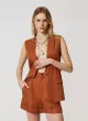 Linen and viscose shorts with regular waist