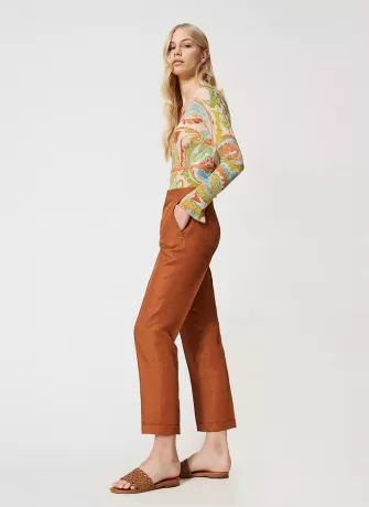 Women Slim Fit White Lycra Blend Trousers