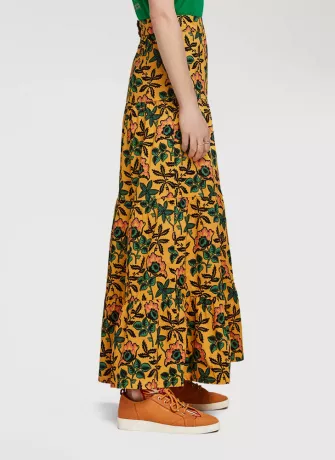 Printed tiered A-line flower skirt