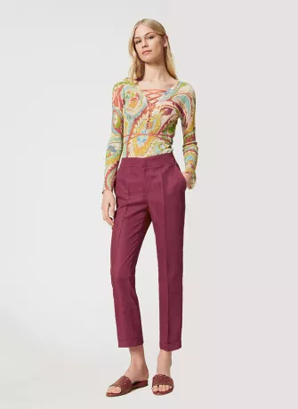 Women Slim Fit White Lycra Blend Trousers