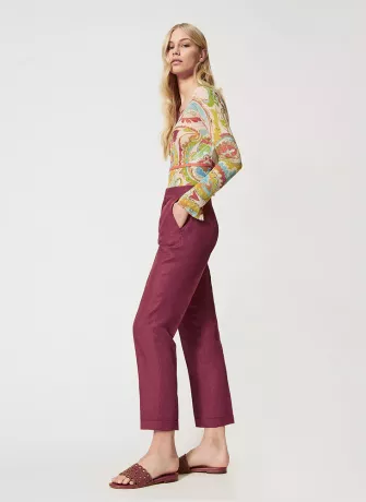 Women Slim Fit White Lycra Blend Trousers