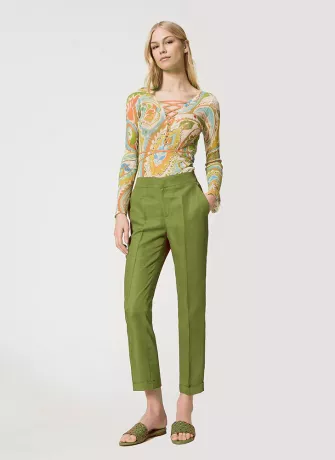 Women Slim Fit White Lycra Blend Trousers