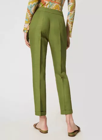 Women Slim Fit White Lycra Blend Trousers