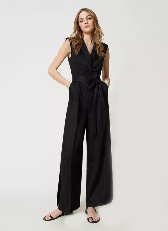 Sleeveless Polyester Blend Jumpsuit