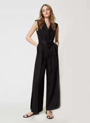 Sleeveless Polyester Blend Jumpsuit