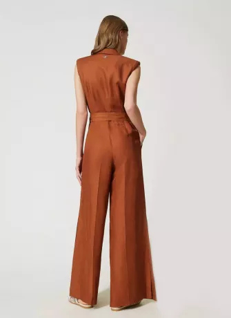 Sleeveless Polyester Blend Jumpsuit