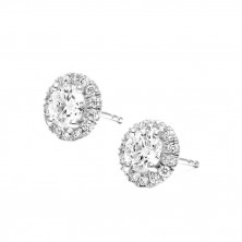 White Diamond Halo Earrings