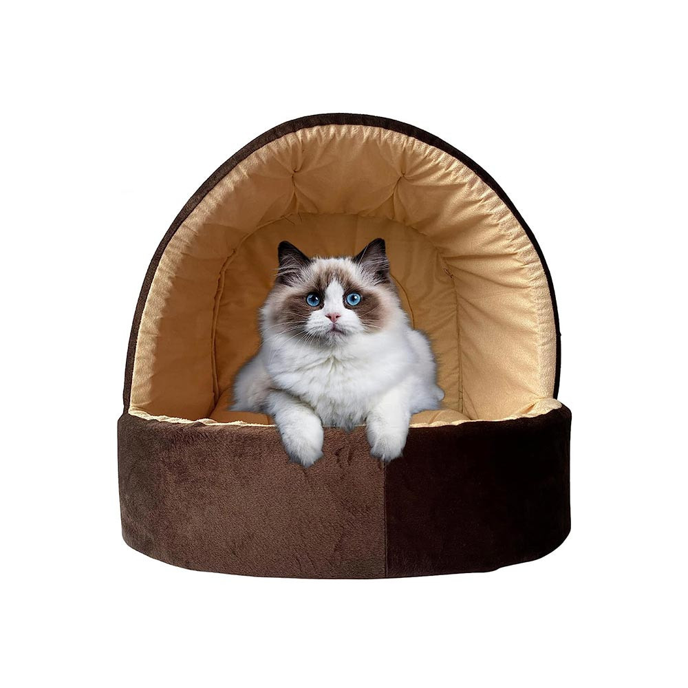 cat house with hanging teaser toy & cat beds for indoor