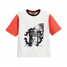 Printed Round Neck Blend White T-Shirt