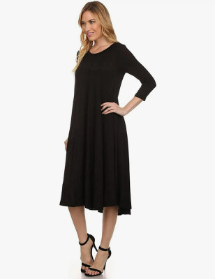 Round Neck Pleated Dress