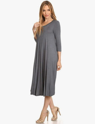 Round Neck Pleated Dress
