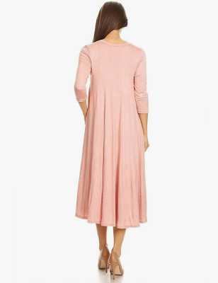 Round Neck Pleated Dress