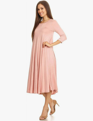 Round Neck Pleated Dress
