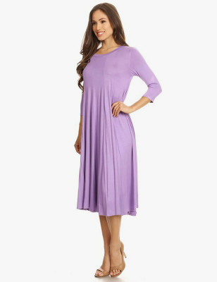 Round Neck Pleated Dress