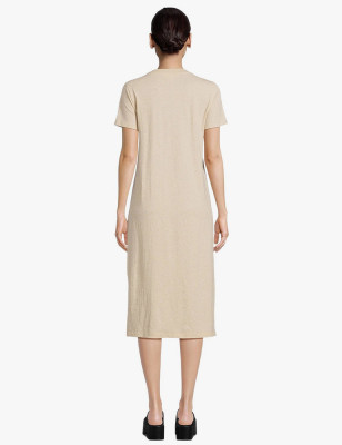 Beige Cotton Long T-Shirt
