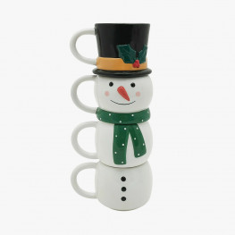 elsjoy set of 4 christmas stackable coffee mugs christmas coffee mugs with metal